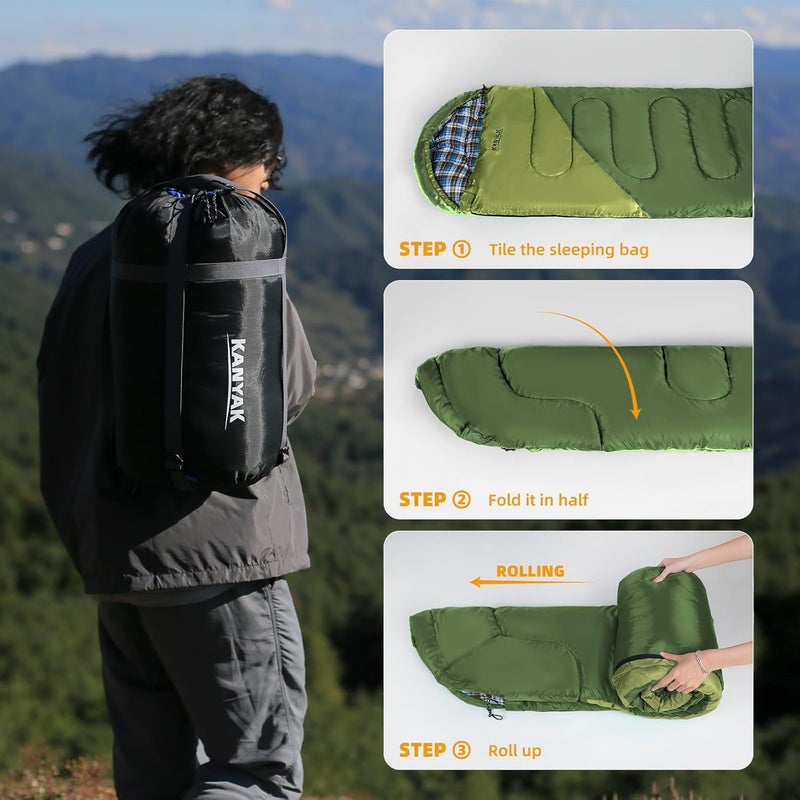 Kanyak Camping Sleeping Bag, 32℉ Sleeping Bags for Adults Kids Teens Cold Weather Warm Sleeping Bag Winter for 3-4 Season Camping, Camping Gear Equipment, Traveling, and Outdoors - Image 4